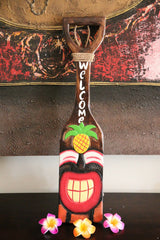 NEW Hand Crafted & Carved Tiki Bar WELCOME Paddle Sign - Tropical Bali Bar Sign