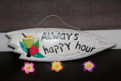 NEW Hand Crafted & Carved Tiki Bar ALWAYS HAPPY HOUR Sign - Bali Bar Sign