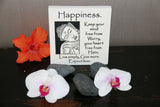 Brand New Balinese Free Standing BUDDHA HAPPINESS Affirmation Plaque