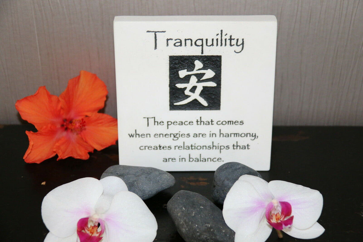 Brand New Balinese Free Standing TRANQUILITY Affirmation Plaque