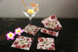 NEW Hand Made Balinese Batik Set 6 Coasters with Holder - MANY COLOURS AVAILABLE