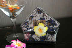 NEW Hand Made Balinese Batik Set 6 Coasters with Holder - MANY COLOURS AVAILABLE