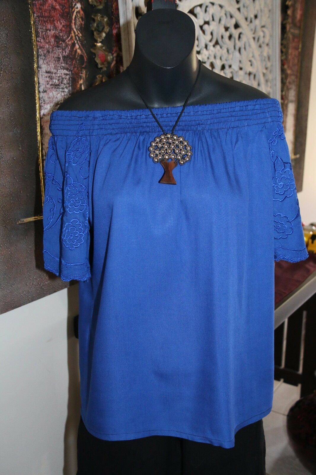 NEW Bali Peasant Style Top 3 Colours - Embroidered Sleeve - Balinese Clothing