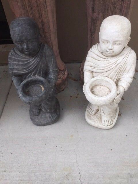 NEW Balinese Monk Cast Statue - Choose from  BLACK or WHITE - Bali Garden Art