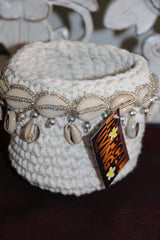 NEW Balinese Handmade Macrame Open Baskets with Shell Trim GORGEOUS!!  BOHO Styl