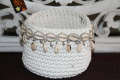 NEW Balinese Handmade Macrame Open Baskets with Shell Trim GORGEOUS!!  BOHO Styl