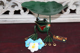 NEW Bali Handmade Metal Frog with Leaf - Balinese Metal Art Frog VERY CUTE