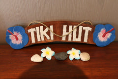 NEW Hand Crafted & Carved Tiki Hut  Sign - Tropical Island Bali Bar Sign