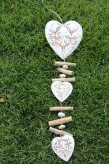 NEW Bali Wooden Heart / Pebble / Stick Mobile - Bali BOHO Style Hanging Art