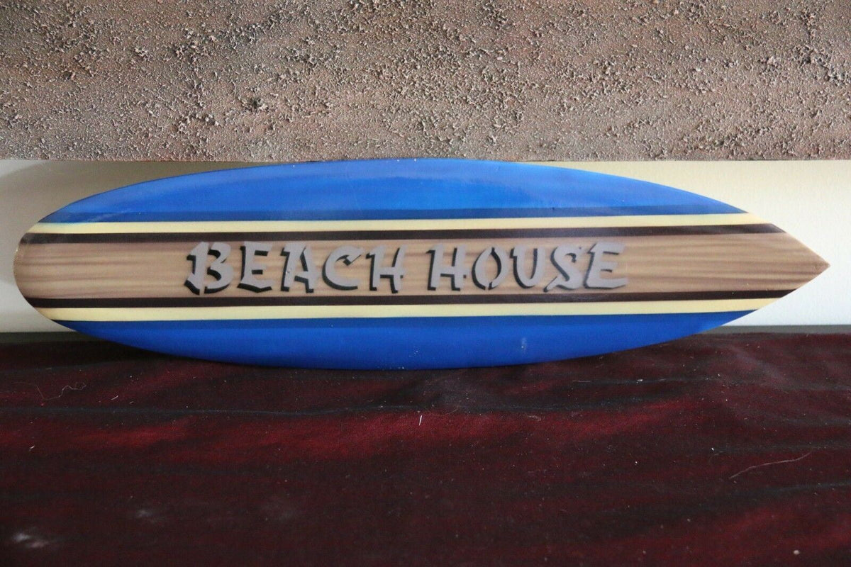 NEW Bali Handmade Woodie Surfboard BEACH HOUSE Sign - Bali Beach Surfboard Sign