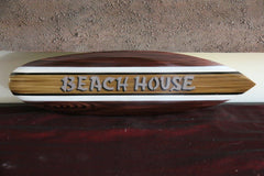 NEW Bali Handmade Woodie Surfboard BEACH HOUSE Sign - Bali Beach Surfboard Sign