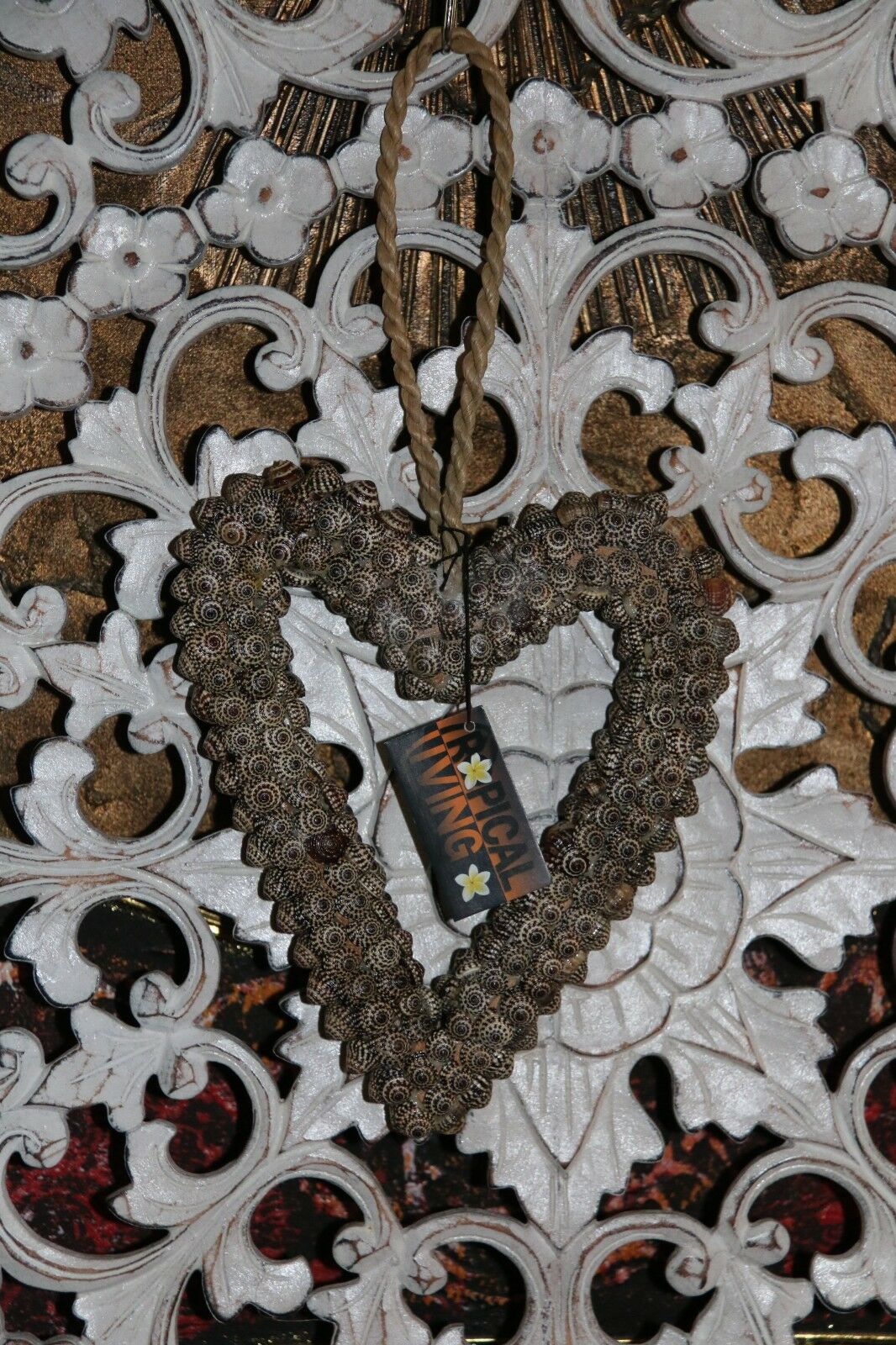 NEW Balinese Shell Heart Hanger - Bali BOHO Style Homewares