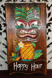 NEW Bali Hand Crafted Tiki Bar HAPPY HOUR Sign - Fun Bar Signs
