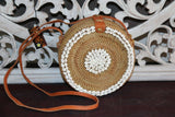 NEW Balinese Hand Crafted Rattan Bag with Shell Trim and Batik Lining BEAUTIFUL!
