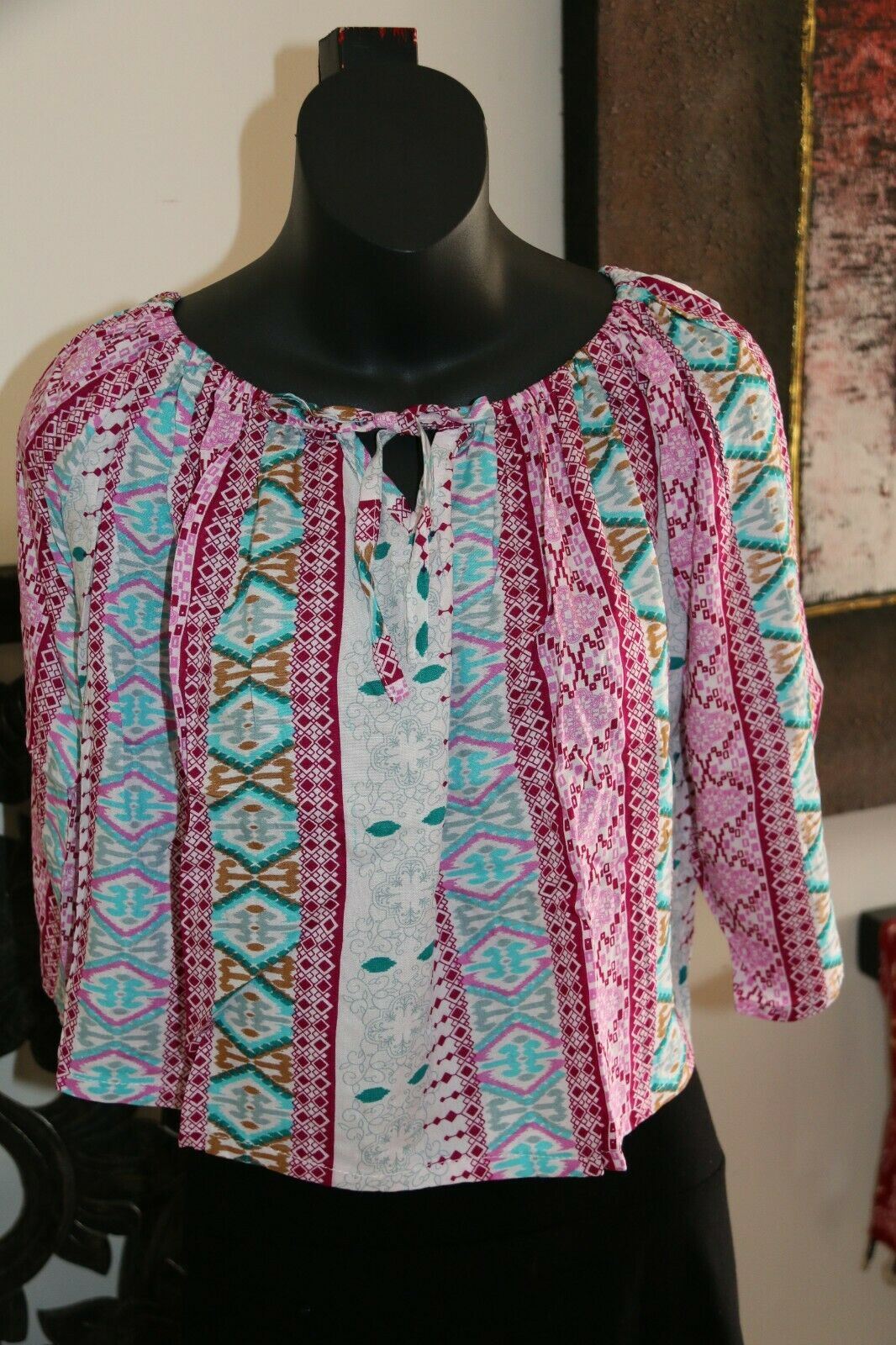 Beautiful 3/4 Sleeve Top - 3 COLOURS AVAIL One Size - Balinese Clothing