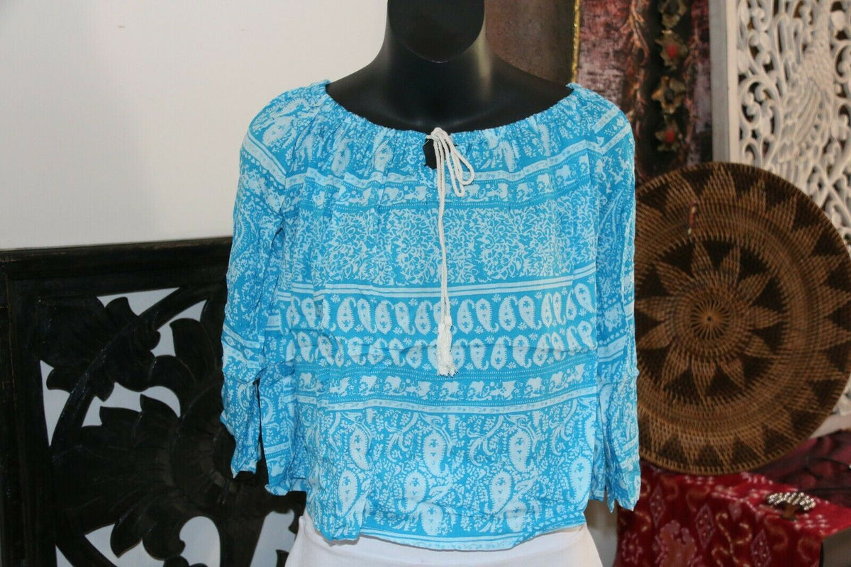 Beautiful 3/4 Sleeve Top - 4 COLOURS AVAIL One Size - Balinese Clothing