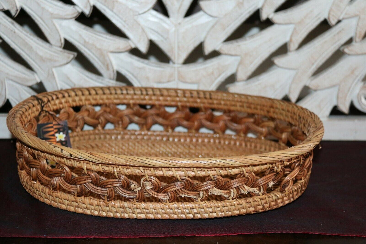 NEW Balinese Hand Woven Natural Rattan Open Baskets - 3 sizes available.