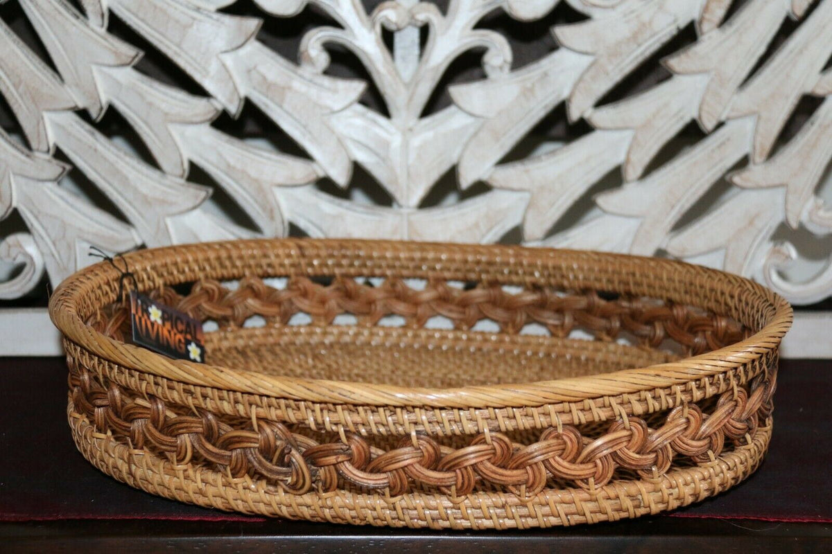 NEW Balinese Hand Woven Natural Rattan Open Baskets - 3 sizes available.