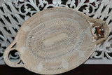 NEW Balinese Hand Woven White Washed Rattan Open Baskets / Trays - 3 sizes avail