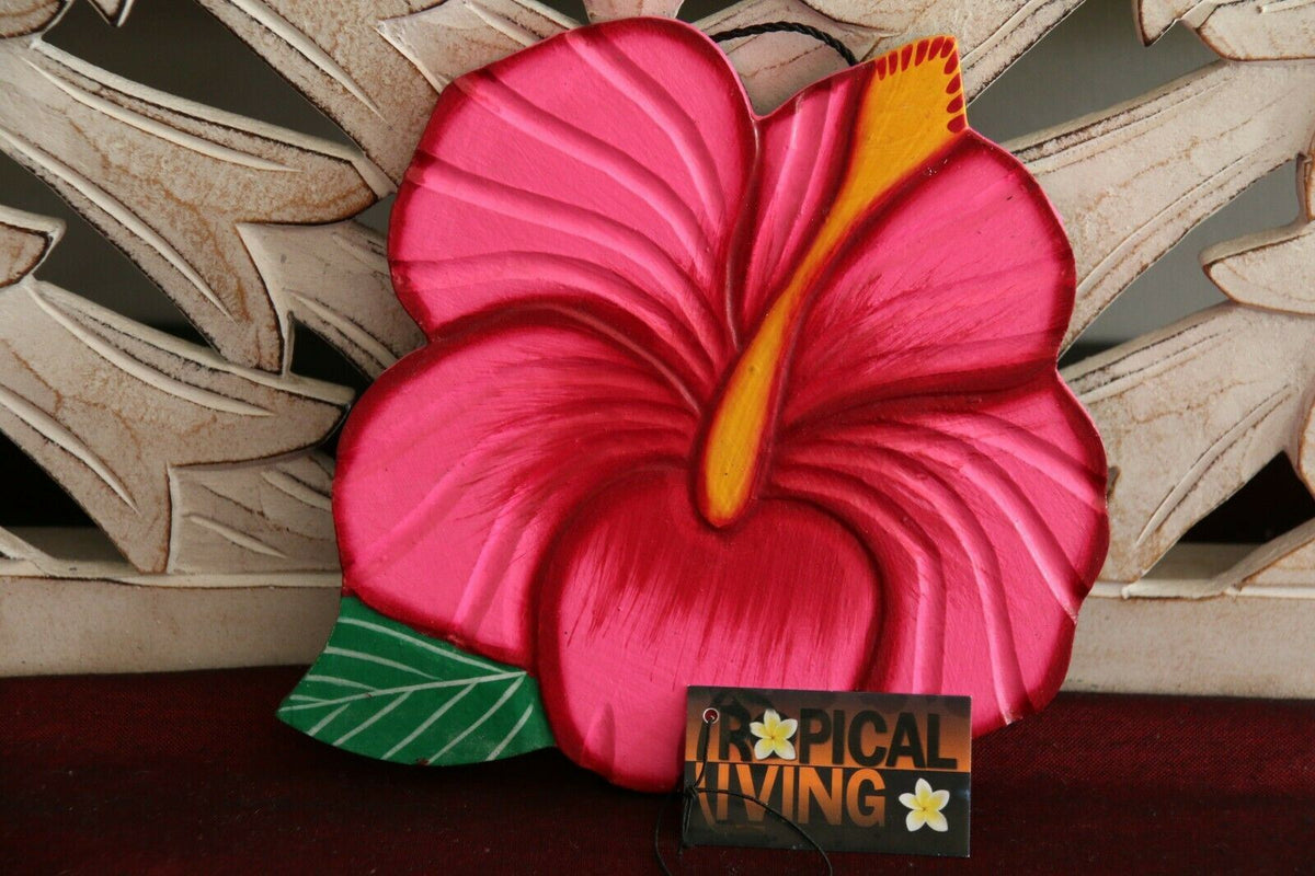 NEW Hand Crafted Balinese MDF Hibiscus Flower - Bali Wall Art