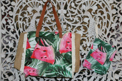 NEW Tropical Shoulder Bag + Purse / Make Up Bag set - Lovely Bright Colours