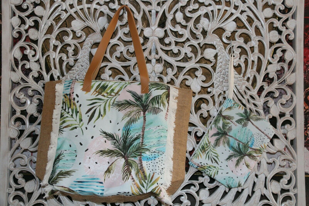 NEW Tropical Shoulder Bag + Purse / Make Up Bag set - Lovely Bright Colours