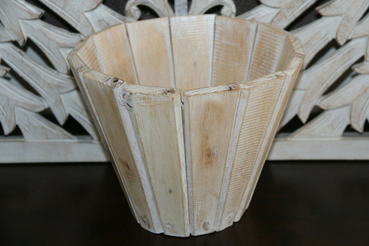NEW Balinese Hand Crafted Wooden Pot Great for artificial plants!!  BOHO Style..