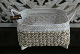 NEW Balinese Hand Crafted Woven Open Basket w/Rattan & Shell Trim - 3 Sizes Avai