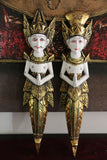NEW Balinese Hindu Rama & Shinta Wood Carved Wall Sculptures - BALI Hindu Art