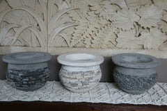 NEW Balinese Pebble  or Marble Chip Inlay Pots - Hand Crafted Bali Pots