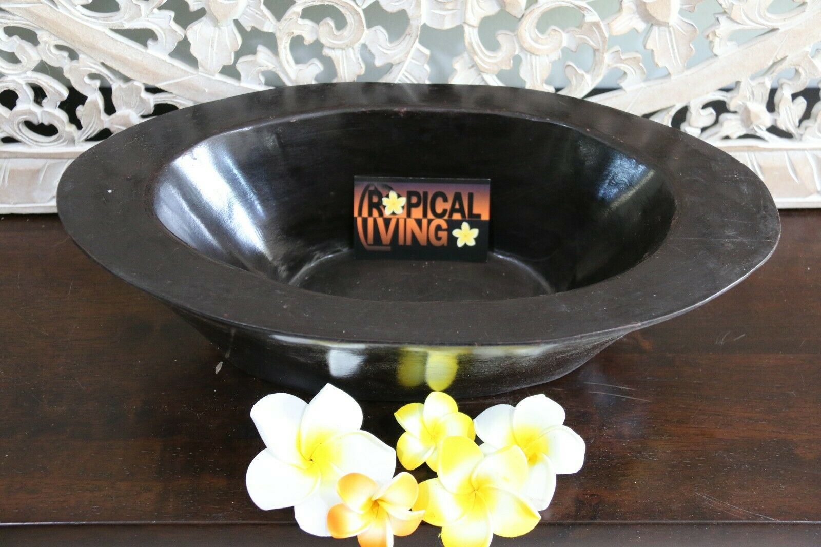 NEW Balinese Antique Style Boat Bowl - Bali handcrafted FEATURE Bowl