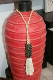 NEW Hand Crafted Balinese Wood Shell Necklace - Wood Bead/Shell Tassel Assorted