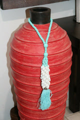 NEW Hand Crafted Balinese Wood Shell Necklace - Wood Bead/Shell Tassel Assorted