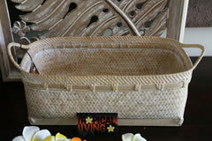 NEW Balinese Hand Crafted Woven Open Basket w/Rattan Trim - 2 Colours Avail