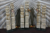 NEW Timor Primitive Wood Carved Set 2 Statues - Timor Tribal Art - Boho Styling