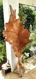 Hand Carved & Crafted TEAK Wood Leaf Sculpture 1.5 or 2m Tall - Unique Bali Art