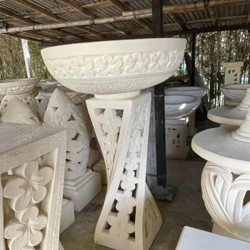 Balinese Frangipani Hand Crafted Bird Bath - Bali Garden Art - Bali Bird Bath