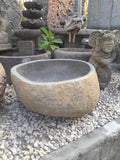 NEW Balinese Hand Crafted River Stone Bowl LARGE - Bali Feature Pot / Water Bowl