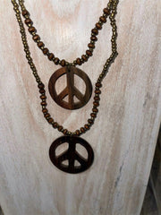 NEW Hand Crafted Bead & Peace Sign Necklace - Perfect Inexpensive Gift