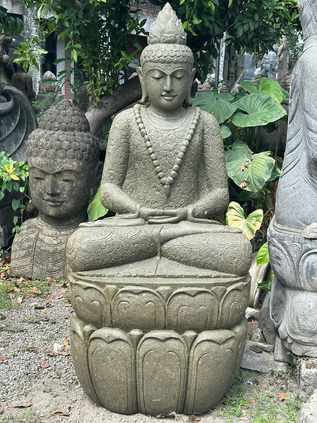 Quality Greenstone Balinese Buddha Statue - Bali Meditation Buddha 1.5m tall