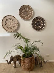 NEW Bali Woven Rattan Platter with Motif - Balinese Woven Rattan Wall Art 40cm