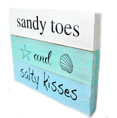 NEW Balinese Timber SANDY TOES & SALTY KISSES Sig - Bali Hand Crafted Beach Sign