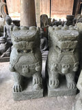 NEW Balinese Quality Hand Carved Set 2 Greenstone Foo Dogs - Bali Foo Dog Statue