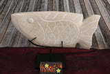 NEW Balinese Carved Marble Fish on Metal Stand