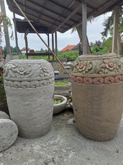 NEW Balinese Hand Crafted Paras Pot - Bali Feature Pot - Carved Bali Pot