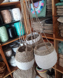 New Balinese Hand Woven Hanging Open Basket - 2 Colours Available