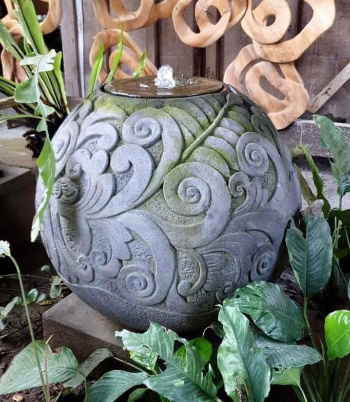 NEW Balinese Carved Sphere Water Feature - Bali Ball Water Feature AMAZING Sound