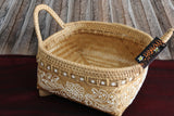 NEW Balinese Hand Woven Open Basket with Mandala Design Medium