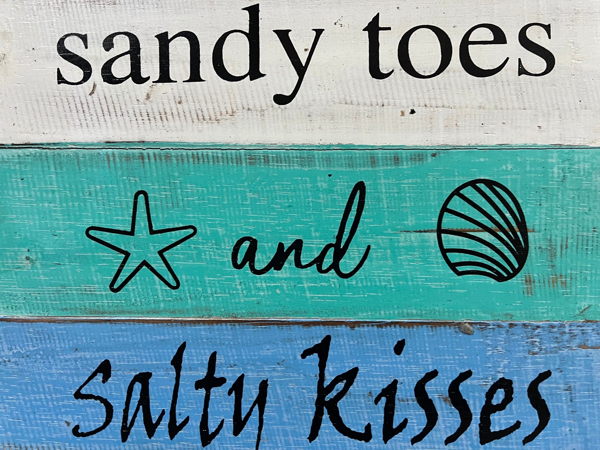 NEW Balinese Timber SANDY TOES & SALTY KISSES Sig - Bali Hand Crafted Beach Sign