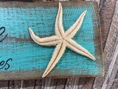 NEW Balinese Timber WELCOME Sign - Bali Hand Crafted Sign w/Starfish